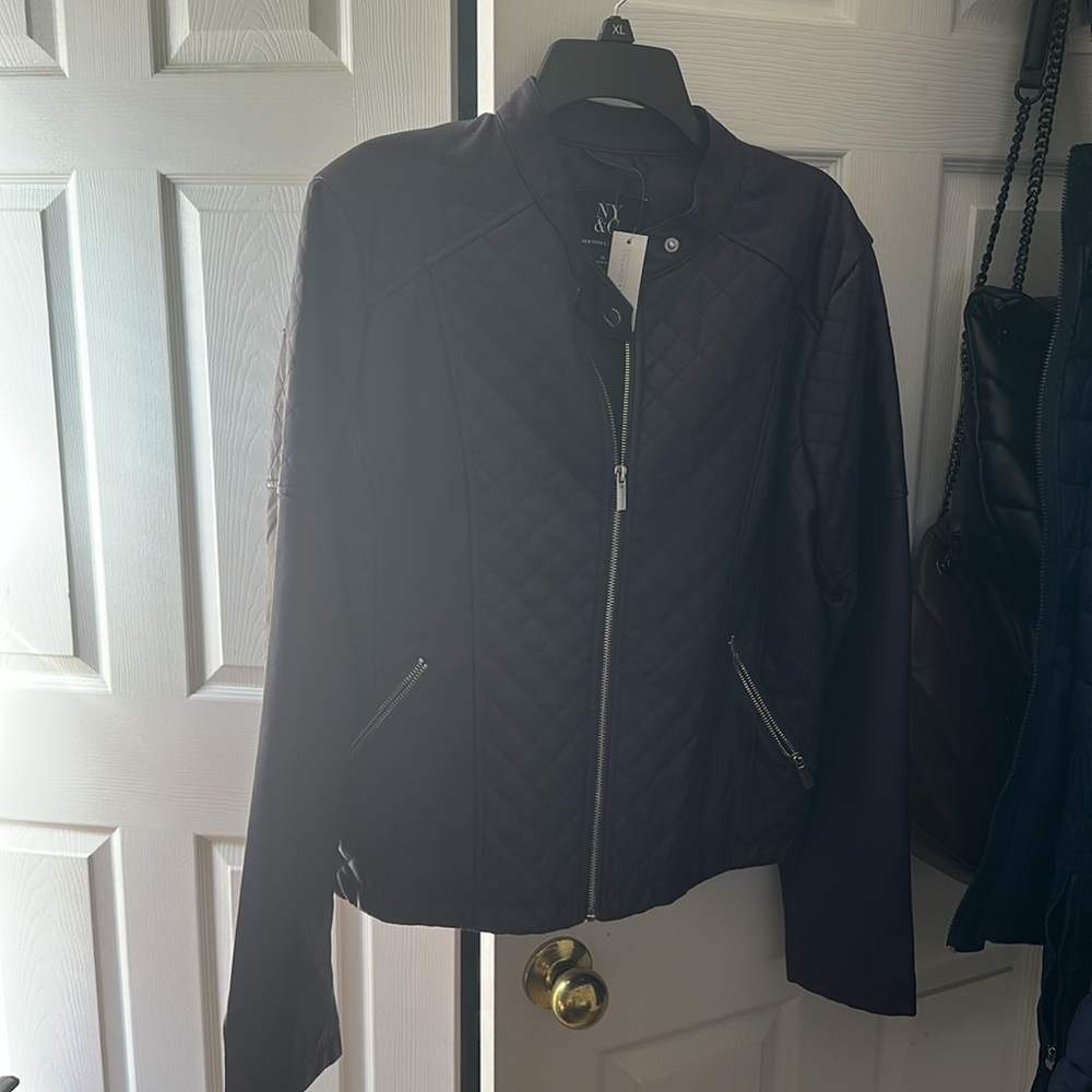 New York & Company Purple Faux Leather Jacket